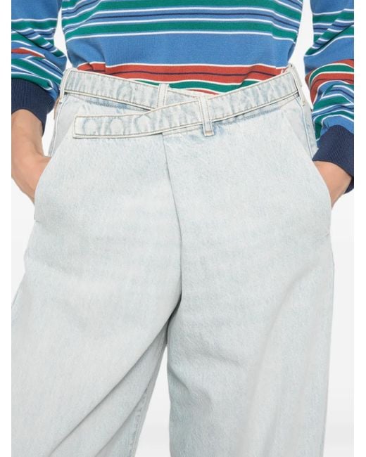 DARKPARK White Crossover-Waist Wide-Leg Jeans