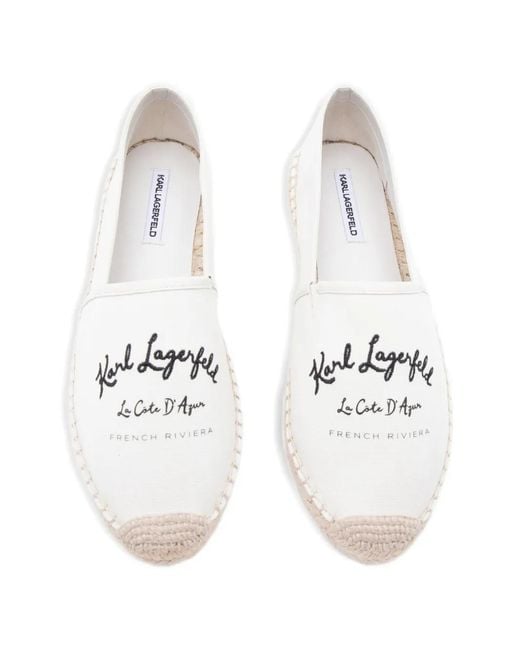 Karl Lagerfeld White Round-Toe Espadrilles