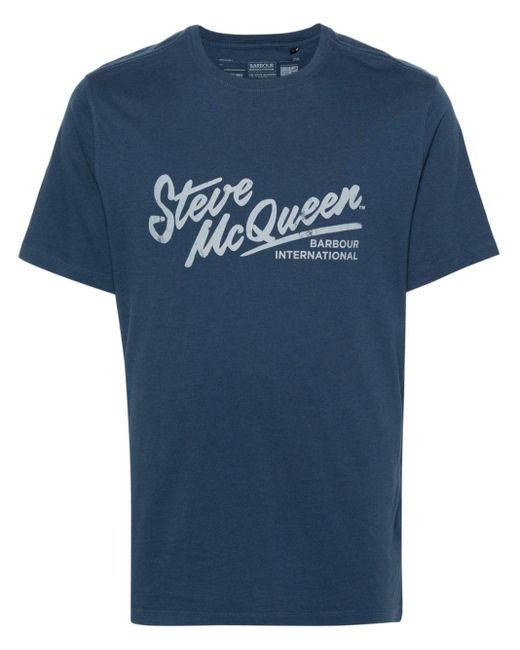 Barbour Blue X Steve Mcqueen Logo-print T-shirt for men