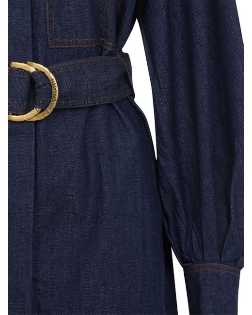 Zimmermann Blue Belted Denim Shirt Dress