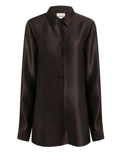 Khaite Black Auryn Button-Down Twill Top