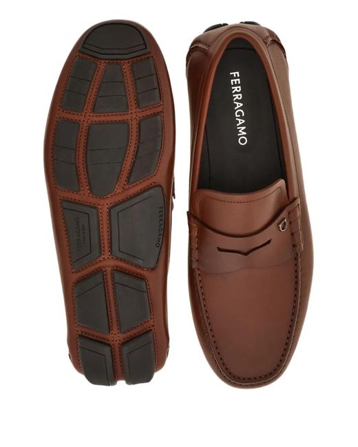 Ferragamo Brown Penny Driver Loafers for men