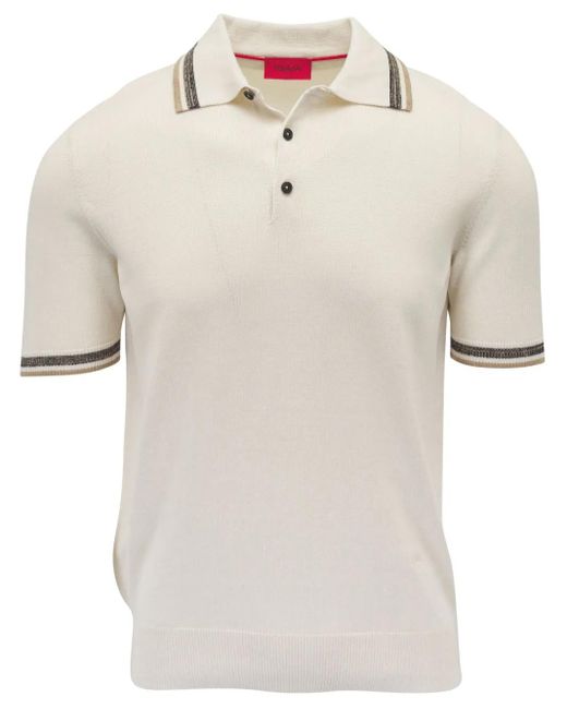 メンズ Isaia ストライプ ポロシャツ White
