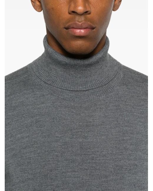 Stone Island Gray Roll-Neck Logo-Patch Sweater for men