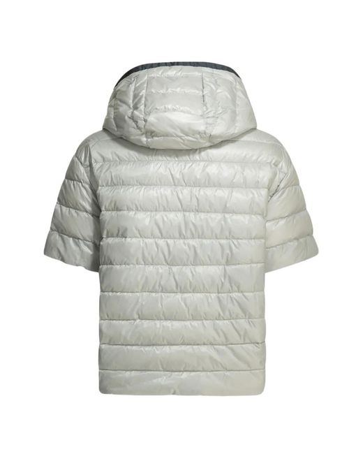 Herno Gray Quilted Hooded Reversible Puffer Jacket