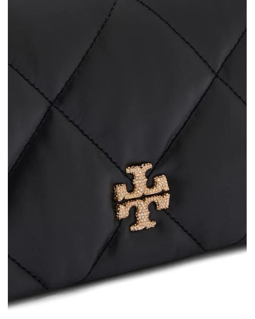Tory Burch Black Kira Pavé Diamond-Quilted Wallet-On-Chain