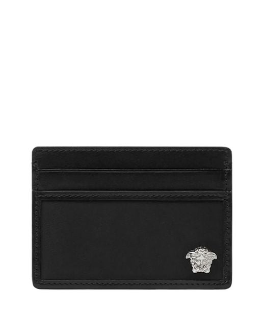 Tarjetero con placa Medusa Head Versace de hombre de color Black