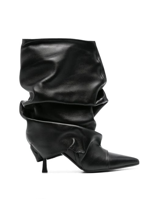 GISEL B Black Slouchy Pointed-Toe Boots