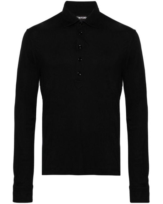 Tom Ford Black Chest-pocket Jersey Polo Shirt for men