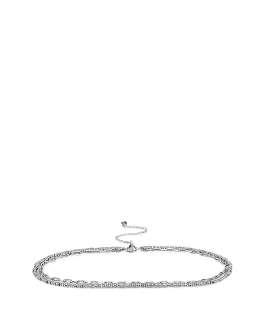 Patrizia Pepe White Crystal-Embellished Chain-Link Belt