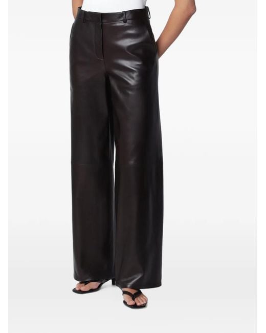 Nour Hammour Black Coda Wide-Leg Leather Trousers