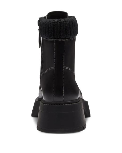 COACH Black 57Mm Leah Knitted-Collar Lace-Up Boots
