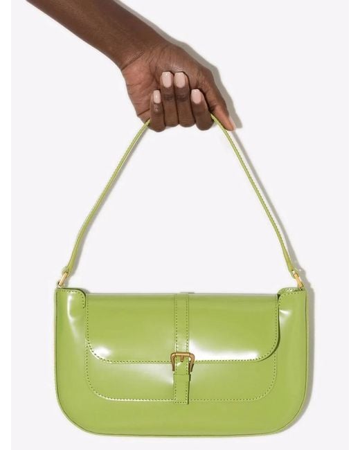By Far Green Miranda Patent-Leather Shoulder Bag