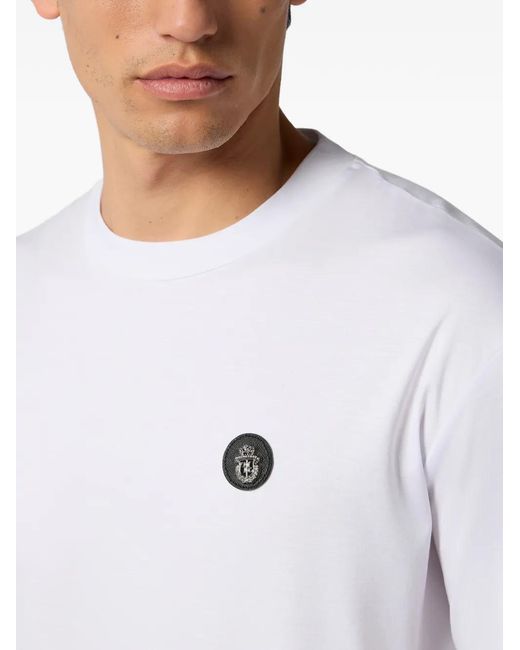 Billionaire White Round-Neck T-Shirt for men