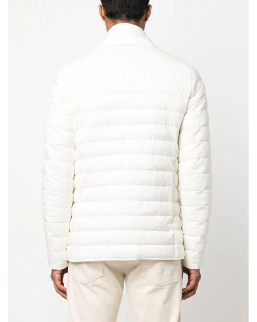 Herno White Notched-Lapels Padded Jacket for men