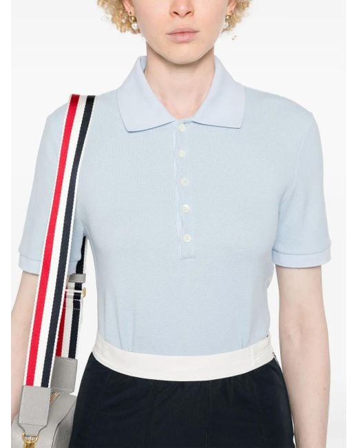 Polo Rayé À Patch Logo Thom Browne en coloris Blue