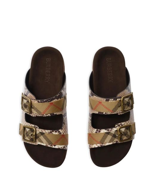 Burberry Brown Python-Print Leather Urchin Sandals​