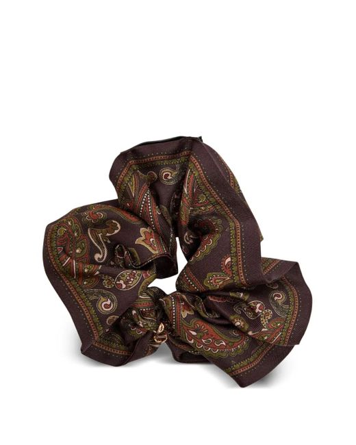 Saint Laurent Brown Paisley Silk Scrunchie