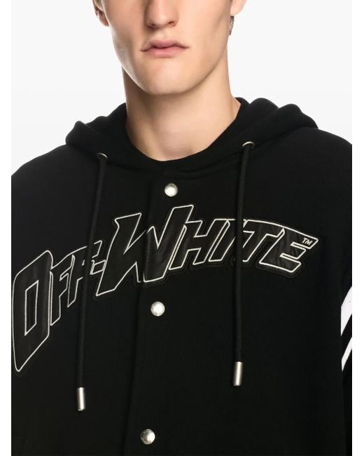 メンズ Off-White c/o Virgil Abloh ブラック 00 フリース バーシティ ボンバージャケット Black
