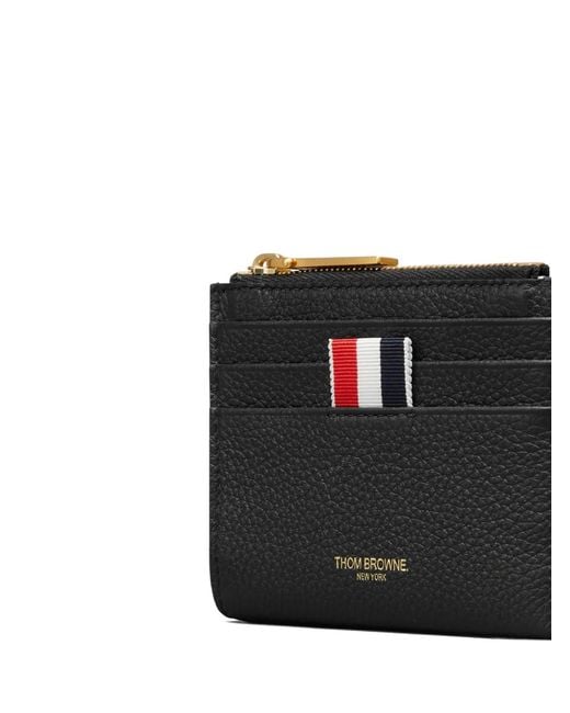 Thom Browne Black Pebble-Grain Zip-Top Cardholder