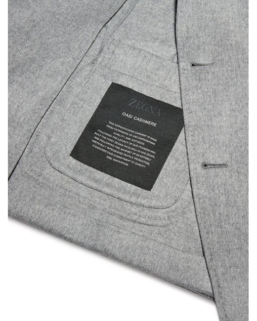 Zegna Gray Oasi Single-Breasted Cashmere Blazer for men