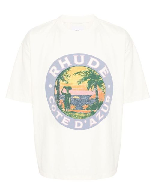 T-shirt à imprimé Lago Rhude pour homme en coloris White