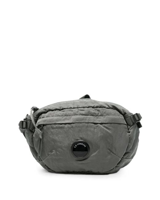 C P Company Gray Logo-Patch Belt Bag for men