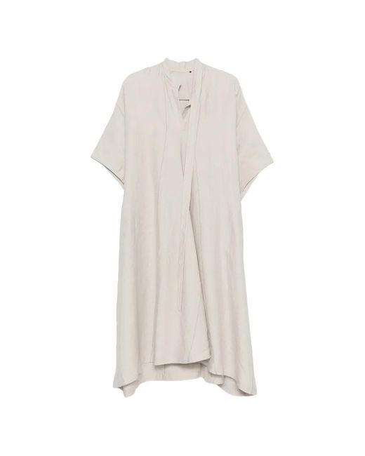 Ziggy Chen White Panelled Short-Sleeve Midi Dress