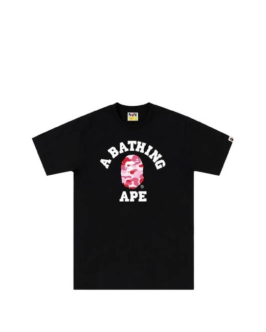 A Bathing Ape Black Abc Camo College T-Shirt for men