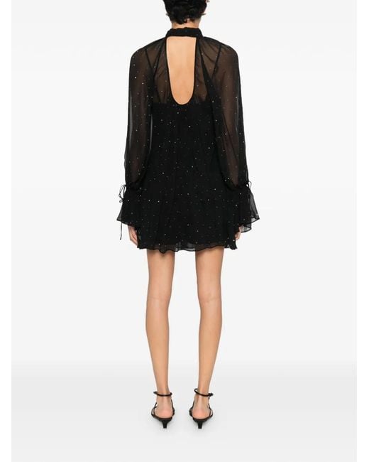 Staud Black Robe Courte Roux À Détail Noué