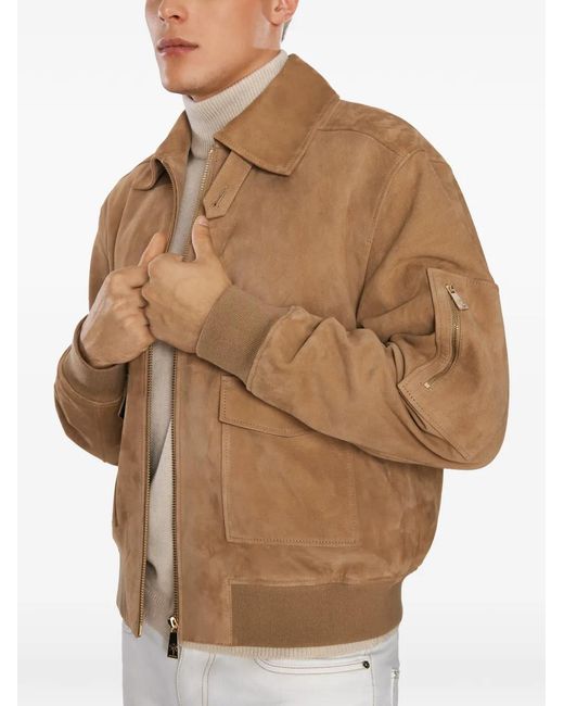 PLACE OF ELMS Natural Pocket Suede Jacket for men