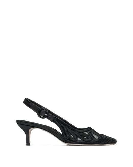 Bernardo Black Madinah Embroidered Slingback Pumps