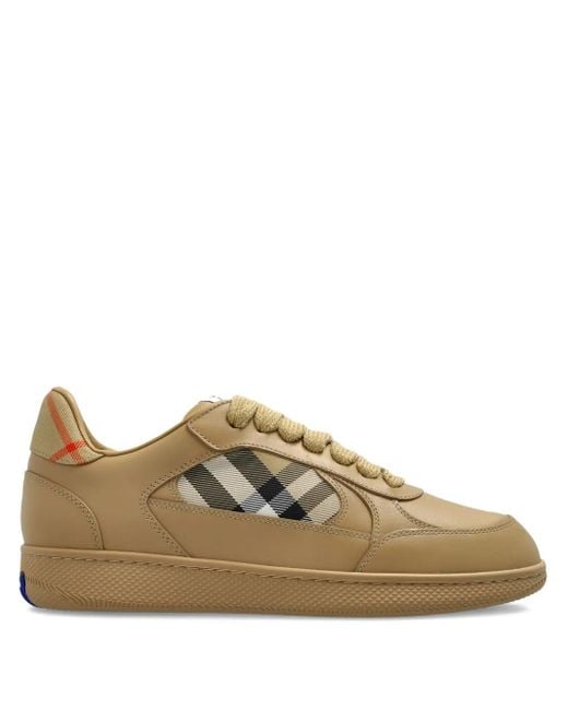 Burberry Brown Terrace Sneakers mit kariertem Einsatz