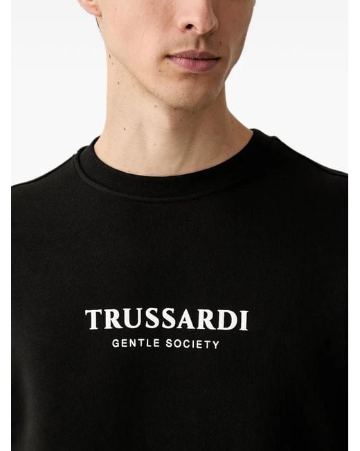 Trussardi Black Logo-Print Crew-Neck Sweater for men