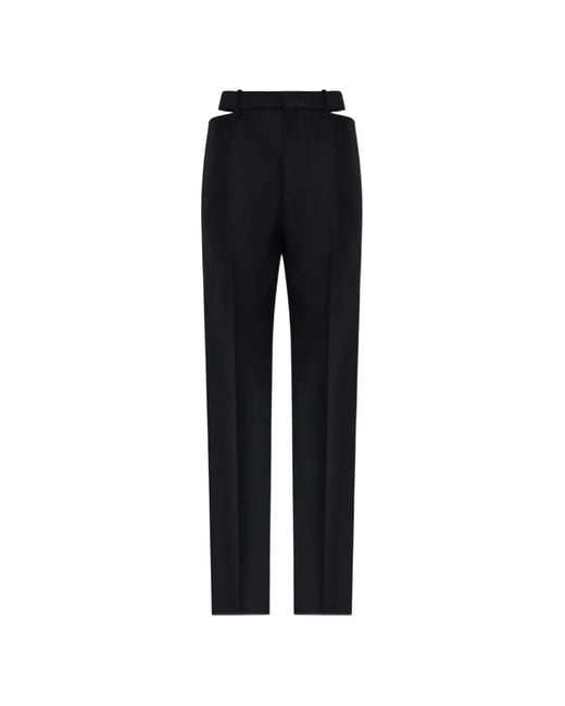 Jil Sander Blue Cut-Out Wool Trousers
