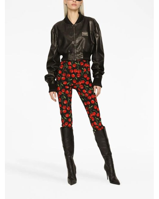 Dolce & Gabbana Black Leather Cropped Jacket