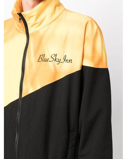 BLUE SKY INN Black Embroidered-Logo Two-Tone Jacket for men
