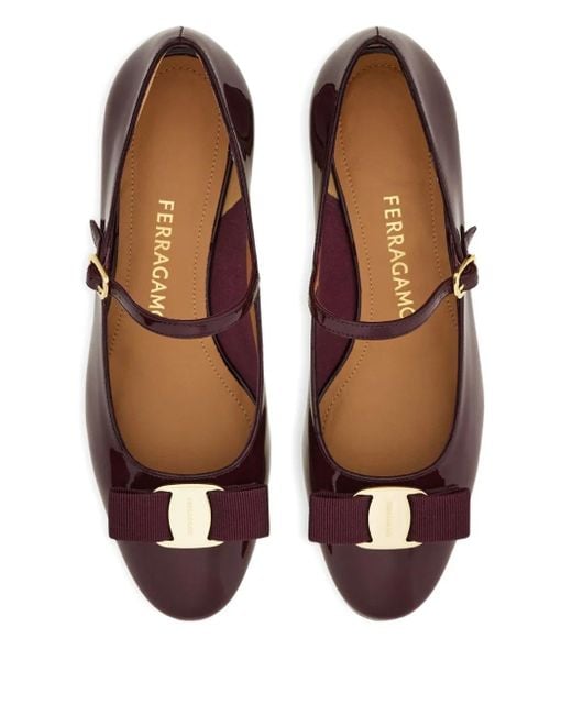 Ferragamo Brown 30Mm Vara-Bow Mary Jane Pumps