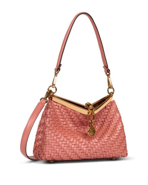Etro Red Small Vela Bag Woven Leather