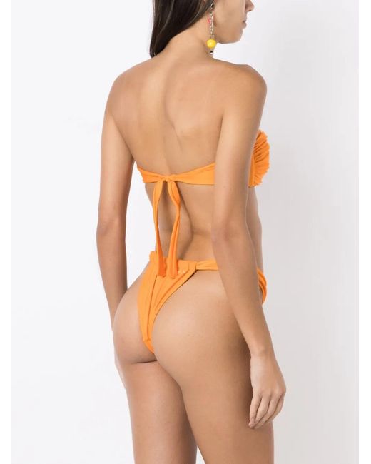 Amir Slama Orange Bikini À Détail Torsadé