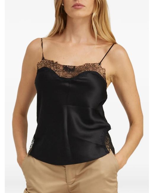 SPRWMN Black Lace-Trim Slip Top