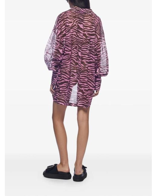 The Attico Blouse Met Zebraprint En Ballonmouwen in het Red