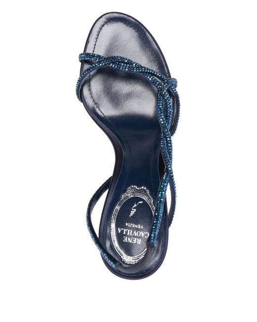 Rene Caovilla Blue 80Mm Braid Crystal-Embellished Slingback Sandals