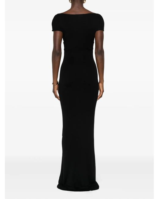 AYA MUSE Geribbelde Maxi-Jurk in het Black