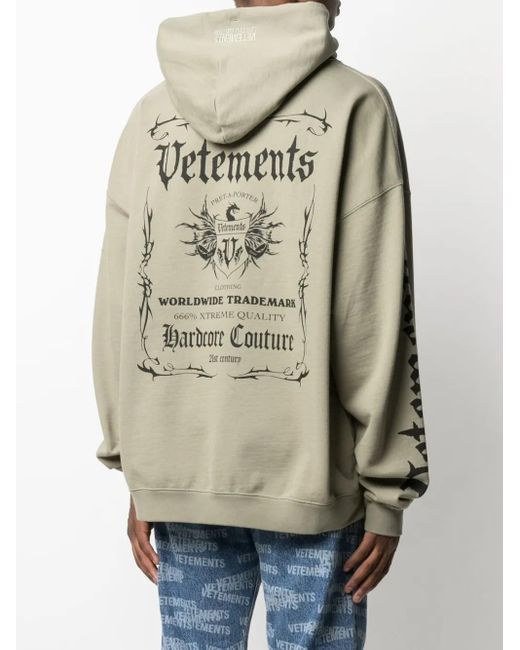 Sudadera con capucha y logo Vetements de hombre de color Gray