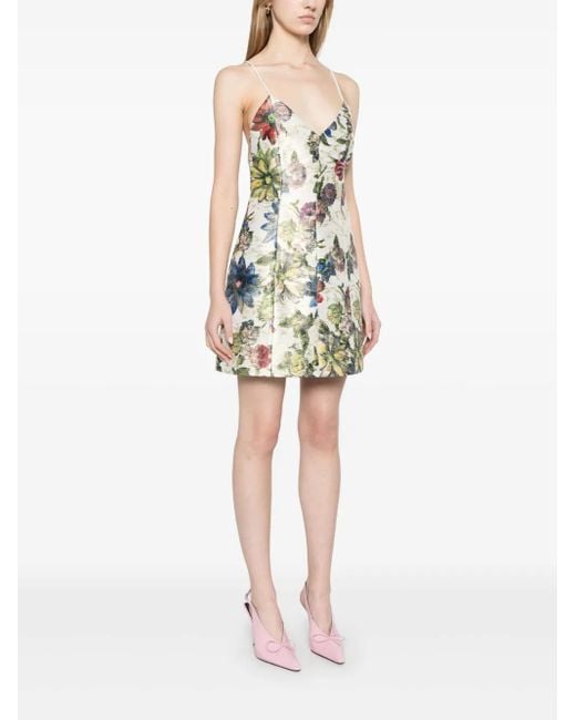 Alice + Olivia Natural Tayla Printed Mini Dress