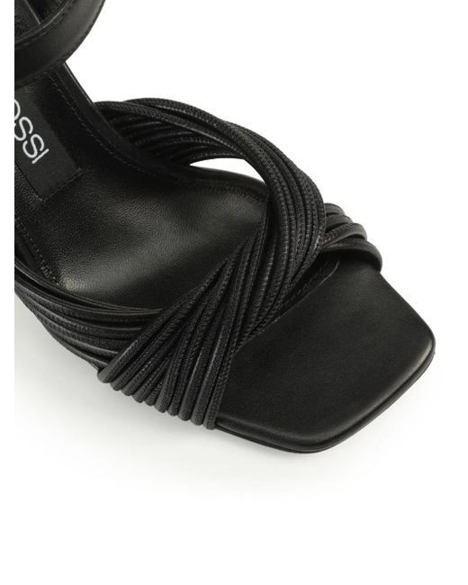 Sergio Rossi Black Akida Twist-Detailed Leather Sandals