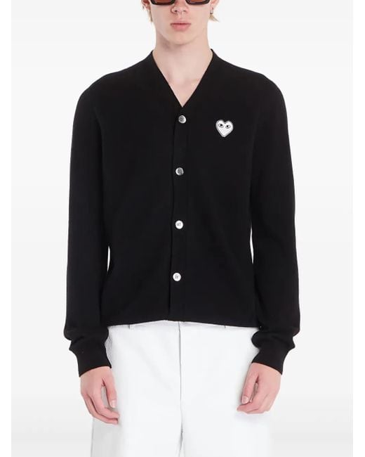 COMME DES GARÇONS PLAY Black Heart-Patch Wool Cardigan