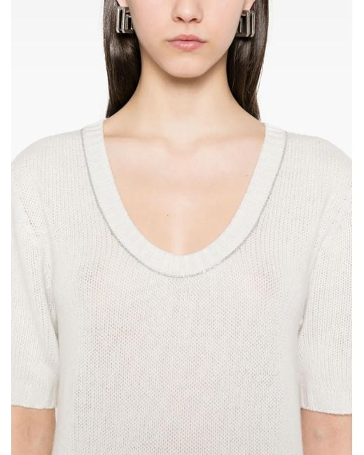 Fabiana Filippi White Bead-Detail T-Shirt
