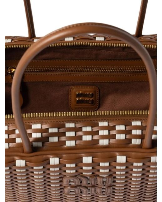 Miu Miu Brown Bea Tote Bag mit gewebter Optik